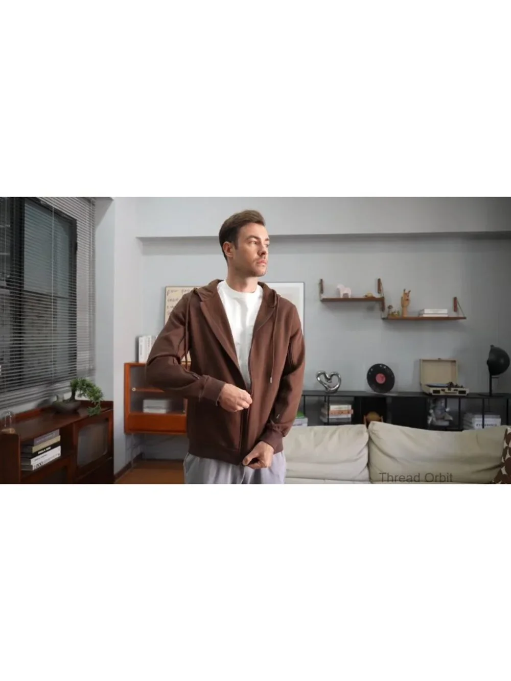 Heavyweight Cotton Full-Zip Sweatshirt with Arm Zipper Dialysis Access, Relaxed